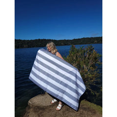 Amalfi Navy Signature Sand-Free Beach Towel Newlyfe