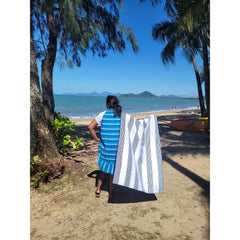 Amalfi Navy Signature Sand-Free Beach Towel Newlyfe