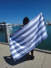 Amalfi Navy Signature Sand-Free Beach Towel
