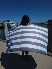 Santorini Black Signature Sand-Free Beach Towel