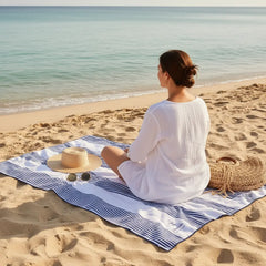Amalfi Navy Signature Sand-Free Beach Towel Newlyfe