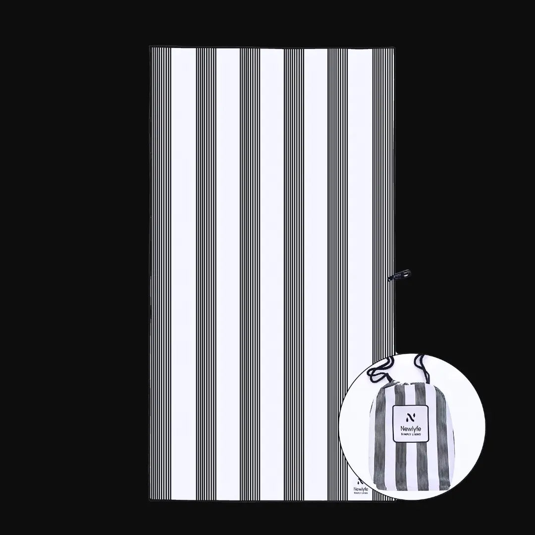 Santorini Black Signature Sand-Free Beach Towel Newlyfe