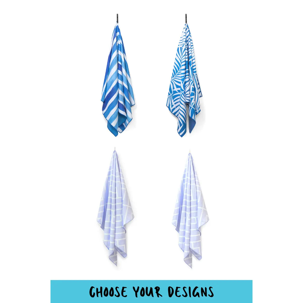 4 Pack Beach and Bath Towel Travel Bundle
