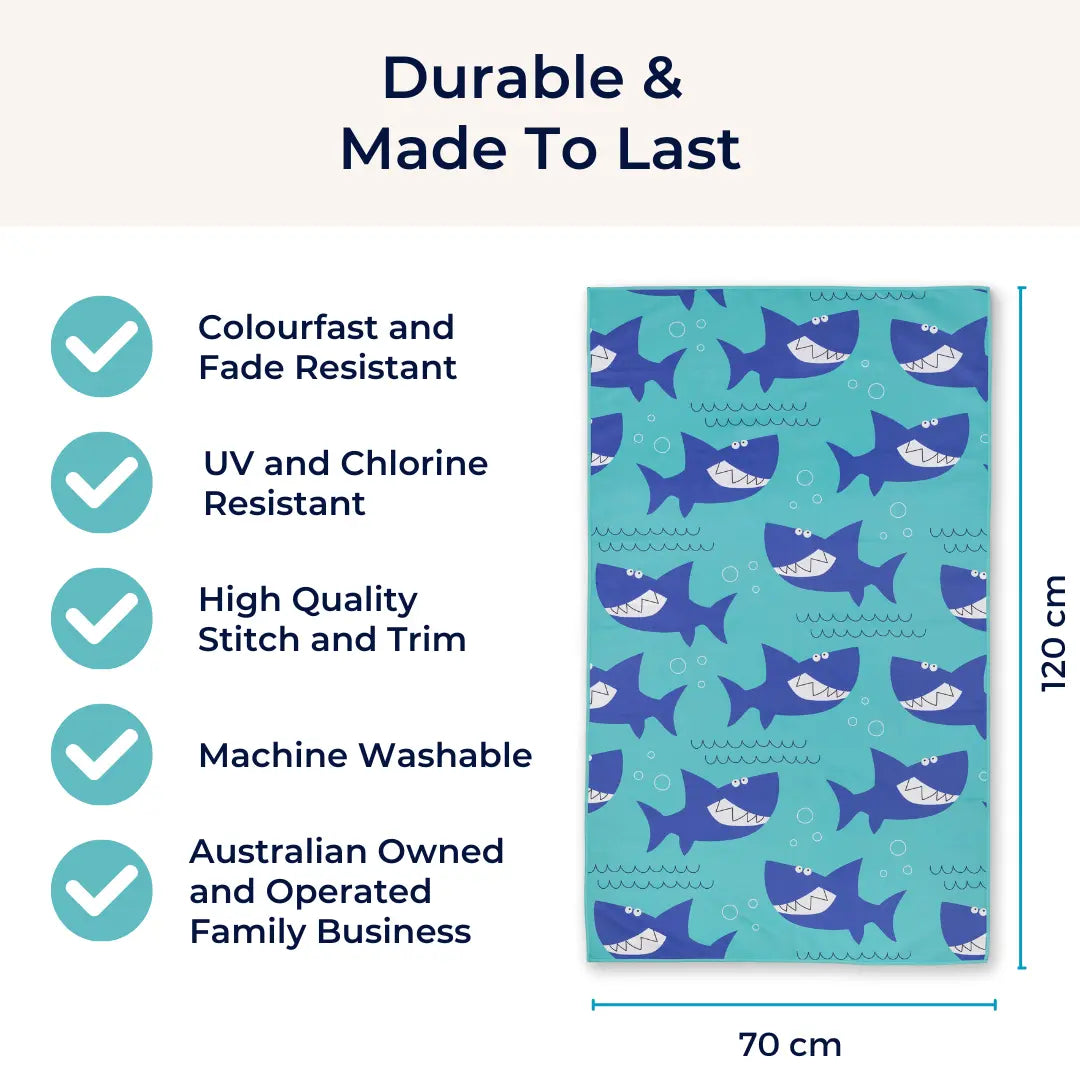 quick dry kids beach towel - SHARK