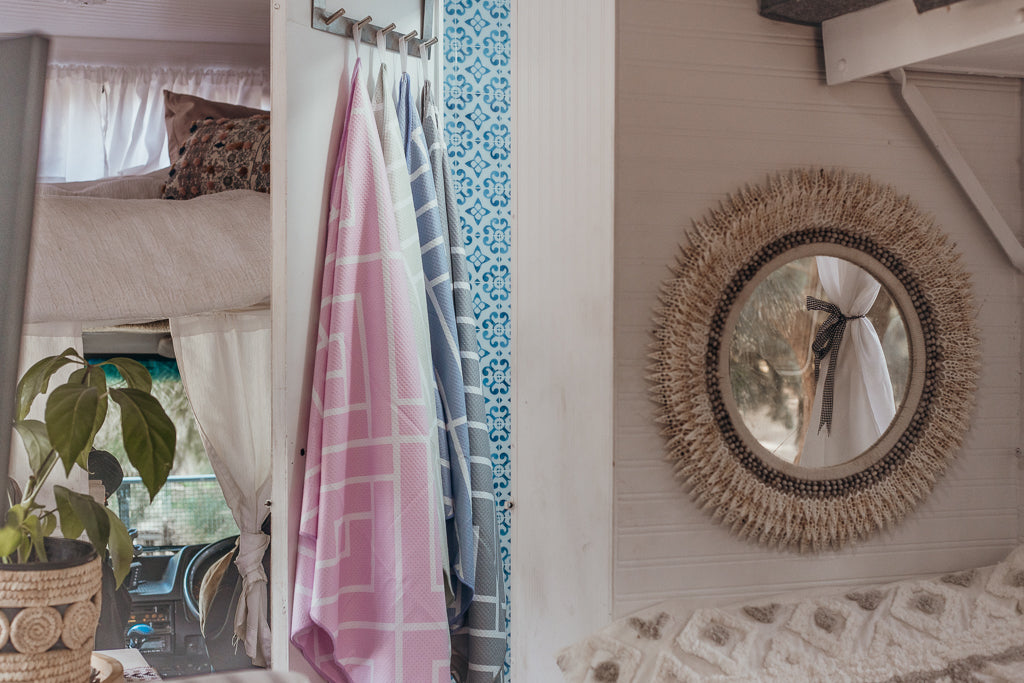 Newlyfe bath towel in a caravan