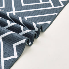 Close-up of slate waffle-weave microfibre bath towel