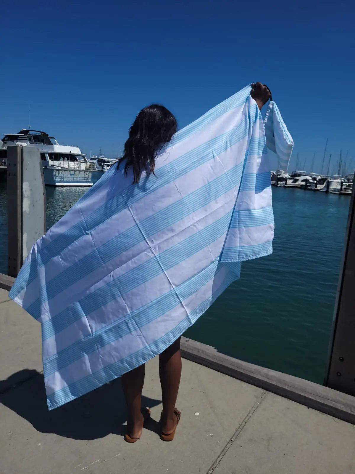 Bundle - Calvi Sky Blue Signature Sand-Free Beach Towel Newlyfe