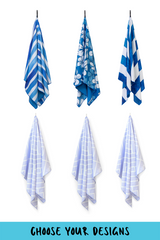 6 Pack Beach and Bath Towel Travel Bundle