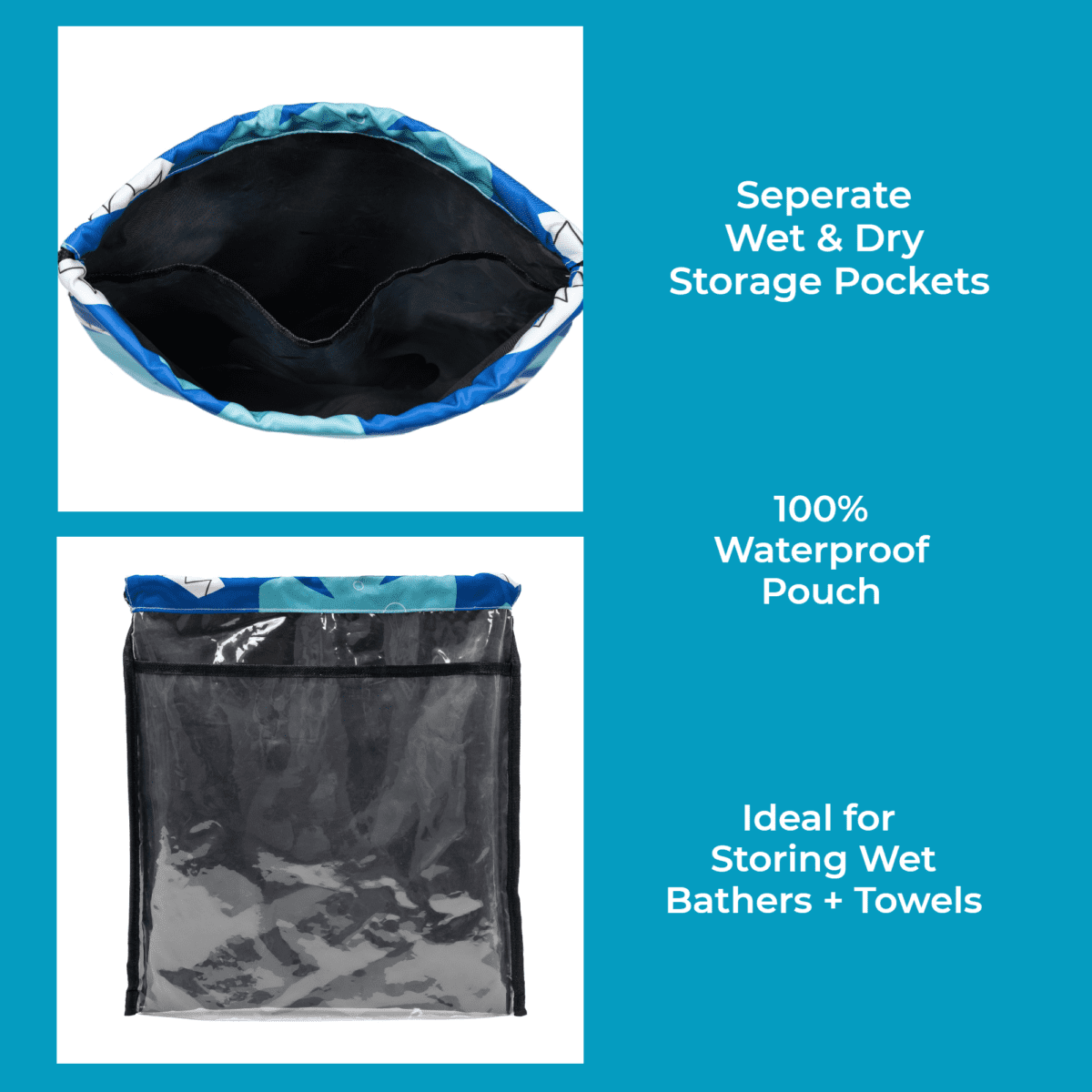 WaterProof Drawstring Swim Bags - Shark 4